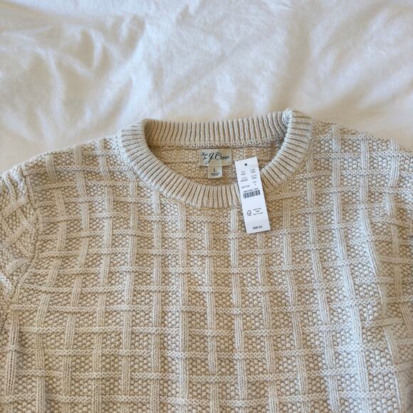 NWT J.Crew Cropped Knit Cream Pull-Over Sweater Size M - Picture 3 of 5